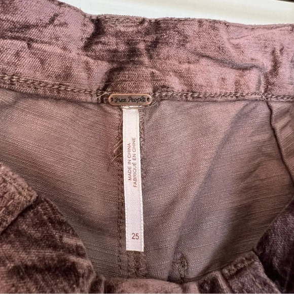Free People Velvet Bootcut Crop Pants Brown 25 Boho Festival Vintage Romantic - Picture 7 of 9